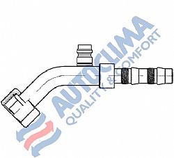 Ρακόρ θηλυκό Νο8 45 Frigoclic με βαλβίδα πλήρωσης υψηλής R134a (στεγανοποίηση στη σωλήνα με πλατύ λάστιχο)