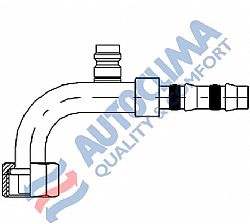 Ρακόρ θηλυκό Νο8 90 Frigoclic με βαλβίδα πλήρωσης υψηλής R134a (στεγανοποίηση στη σωλήνα με πλατύ λάστιχο)
