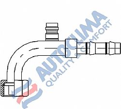 Ρακόρ θηλυκό No 8 90 o-ring Fastclic με βαλβίδα πλήρωσης υψηλής R134a (στεγανοποίηση στη σωλήνα με στρογγυλό λάστιχο)